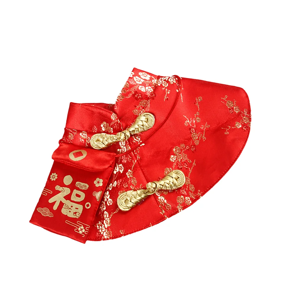 1Pc New Year Pet Cat Chinese Style Coat Delicate Joyous Small Red Envelope Decorative Cloak Comfortable Pet Clothes (Red Size S)