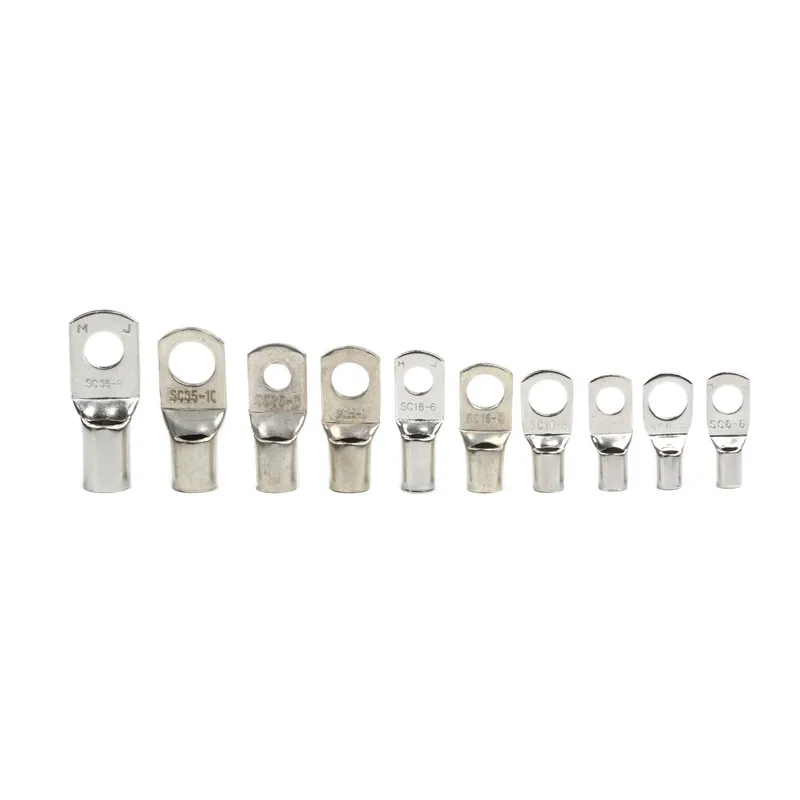 10/50/100Pcs SC6-6 SC6-8 SC10-6 SC10-8 SC16-6 SC16-8 Wire Ring Connectors Copper Tube Lug Bolt Hole Tinned Copper Cable lugs