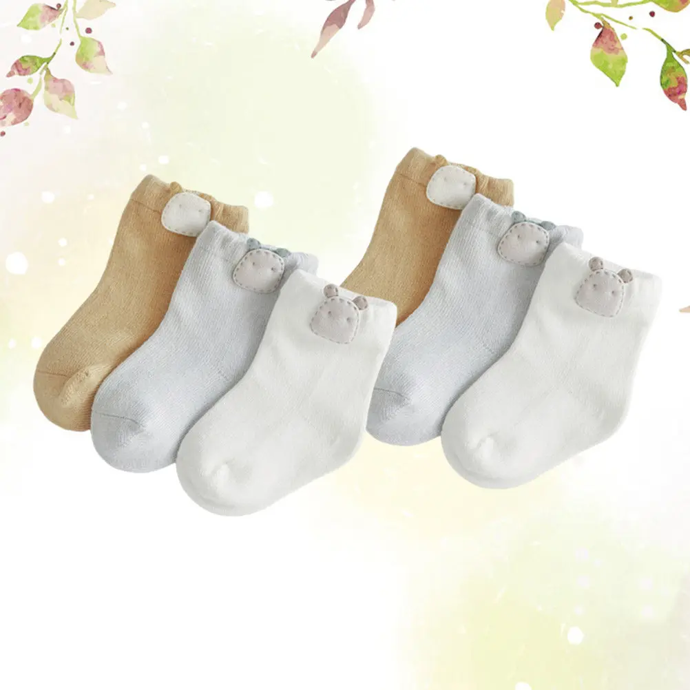 3Pair Baby Socks Cotton Cartoon Soft Breathable Non-Slip Spring Autumn Socks Newborn Kids Footwear Panda Xs 0-6 Months
