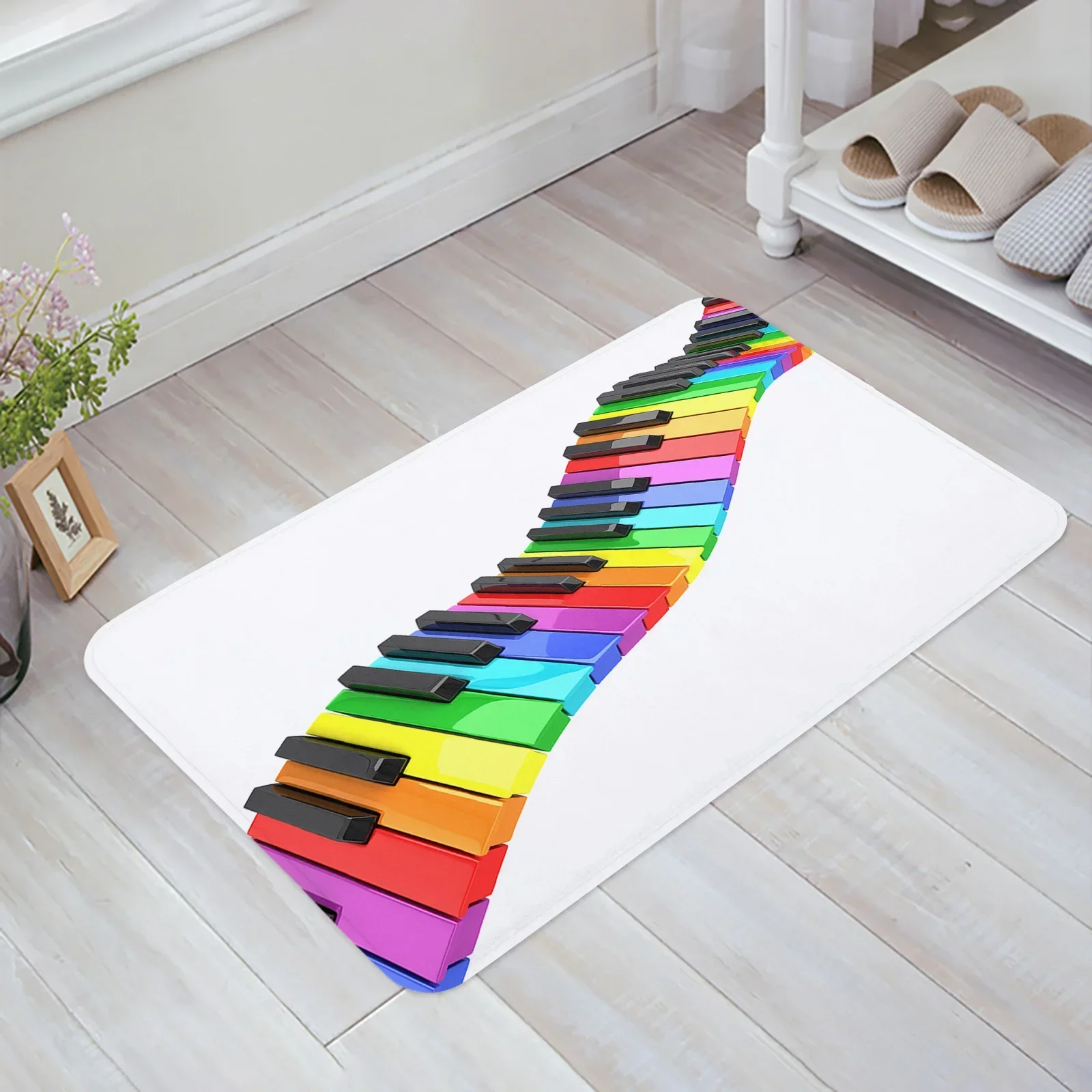 Color Keyboard Piano Music Rainbow Kitchen Floor Mat Living Room Decor Carpet Home Hallway Entrance Doormat Anti Slip Rug