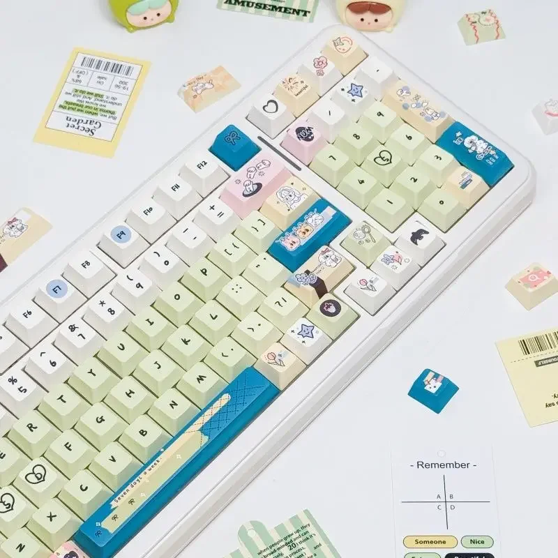 New original light salt diary pbt hot sublimation, cute wind, small fresh keycaps