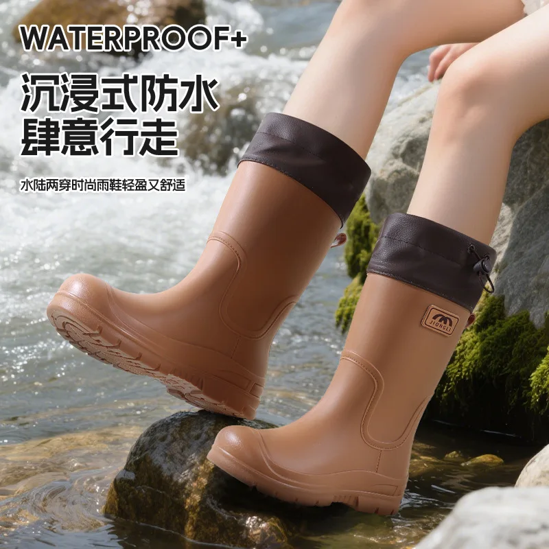 

Wearing Couple's Rain Boots Waterproof and Casual Women's Boots Lightweight and Non Slip Rubber Shoes Thick Soled Women's Shoes