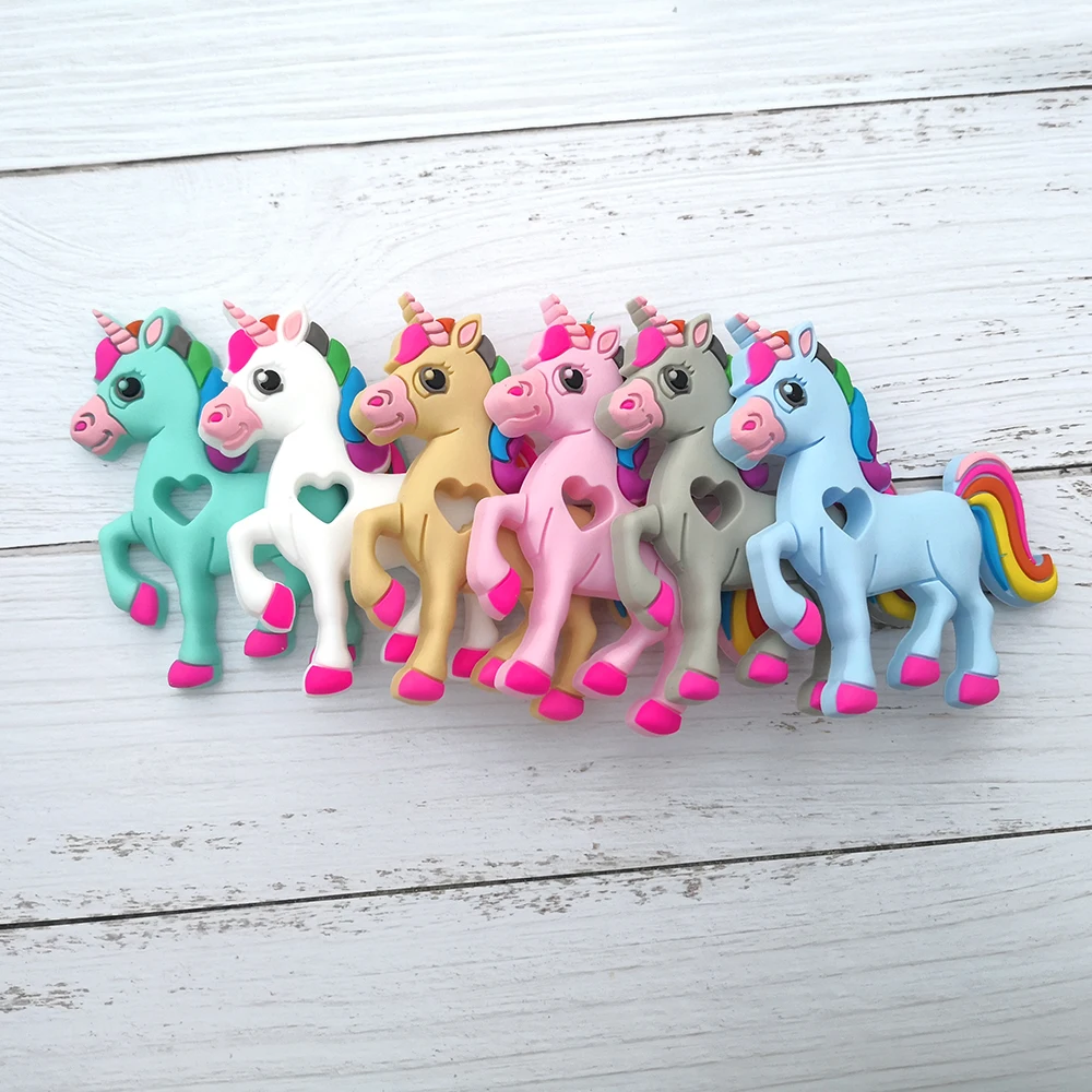 Food Grade Silicone Teethers DIY Animal Unicorn Infant Baby Silicone Chew Charms Cartoon Kids Teething Gift Toddler Toys Pendant