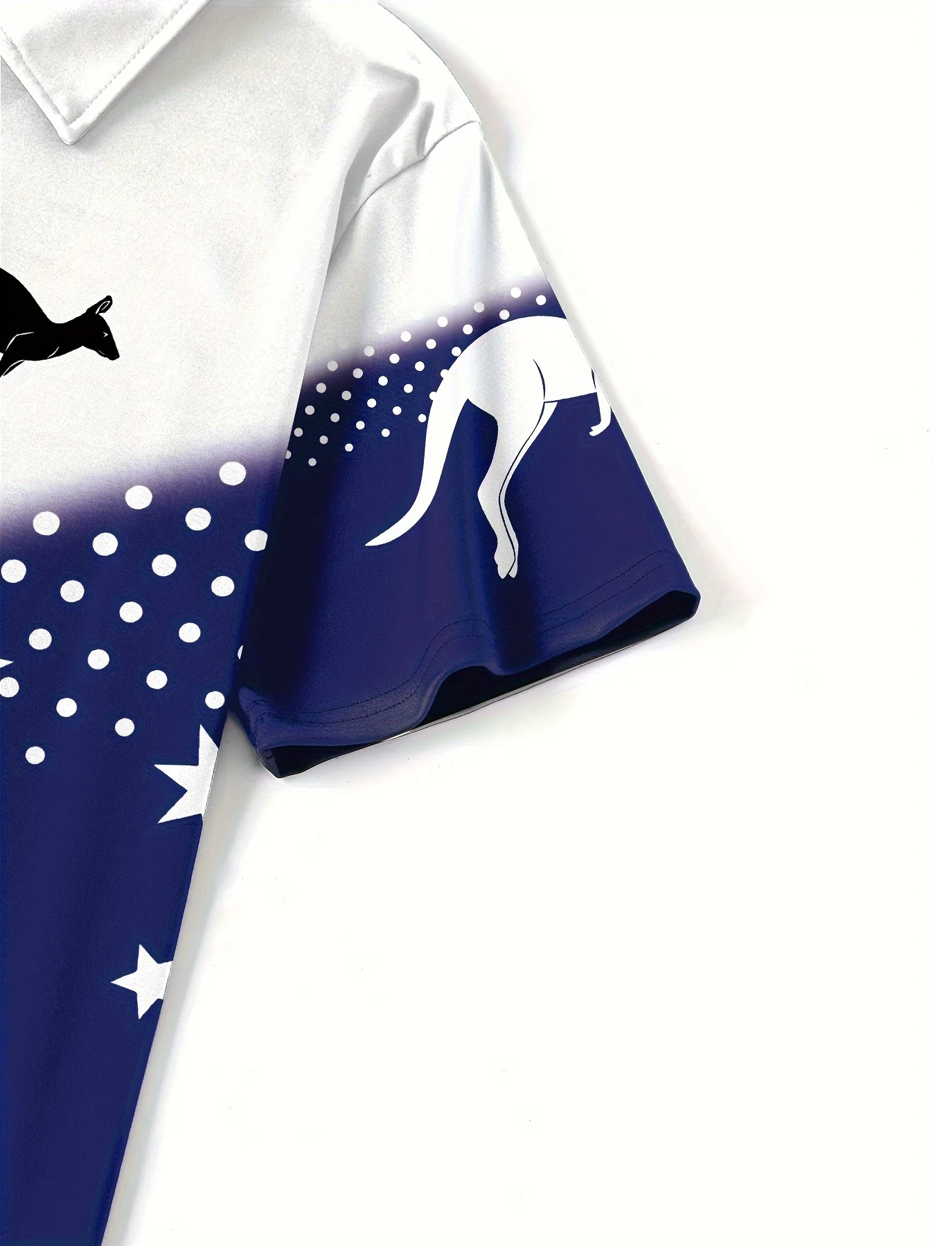 Australian Flag Kangaroo Print Men's Casual and Comfortable Short-Sleeved Polo Shirt image 4