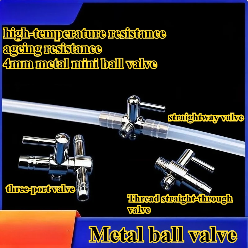 Stainless steel mini straight-through three-way valve 4mm micro-switch air regulating valve, small water valve throttle valve