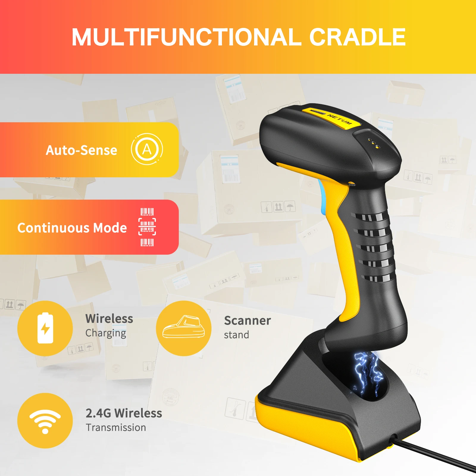 NETUM NT-1698W Handheld Wirelress Barcode Scanner AND NT-1228BL Bluetooth 1D/2D QR Bar Code Reader PDF417 for IOS Android IPAD
