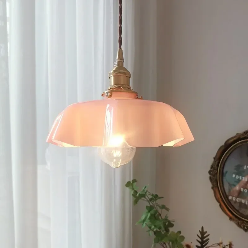 Japanese Style Creative Copper Glass Pendant Light Bar Counter Hallway Entrance Hall Lighting Fixture - Image 2