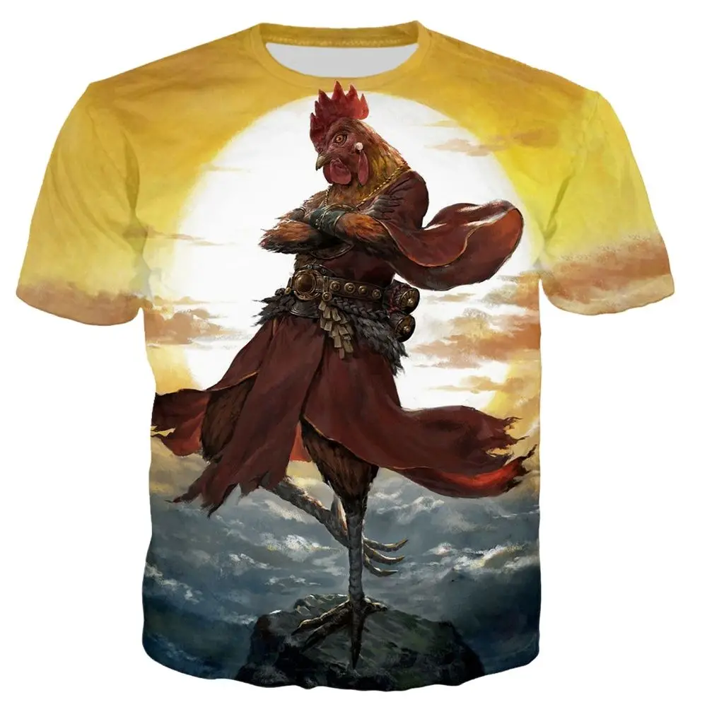 2023 3DAnimal Kung Fu Chicken 3d Print Funny TshirtSummer Casual Short-sleeved Top Men'sOversized Breathable Shirt For Men