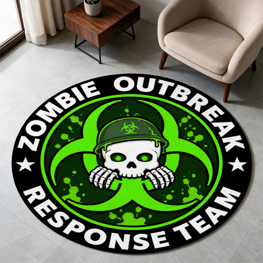 Zombie Outbreak Response Team Logo Area Rug Mat for Halloween Party Decorations Horror Theme Entrance Mat