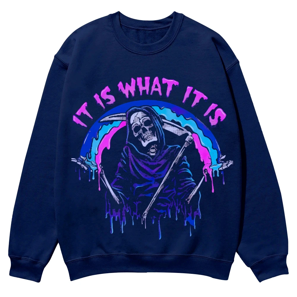 

It Is What It Is Skeleton Graphic Sweatshirt,Cusal Sweatshirt,Trendy Long Sleeve Shirt,Comfort Colors Sweater,Unisex Sweatshirt