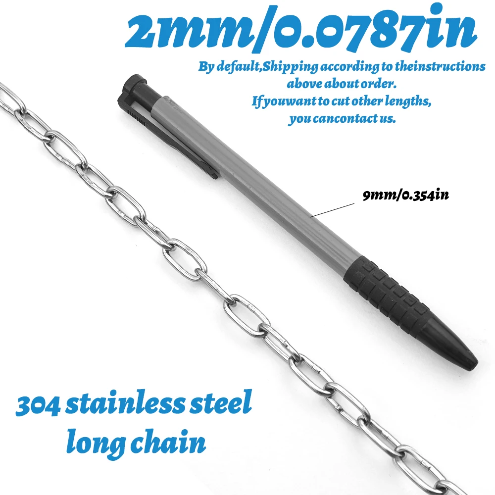 304 Edelstahlkette, 1–5 m, geschweißte, rostfreie Metallkette zum Aufhängen von Schaukeln, Haustierleine, Wäscheleine, Geländer, DIY-Projekten