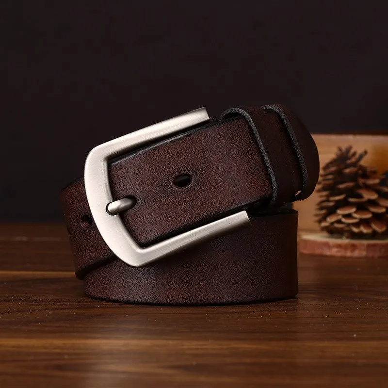 Fashionable belt men's leather needle top layer simple and versatile casual real