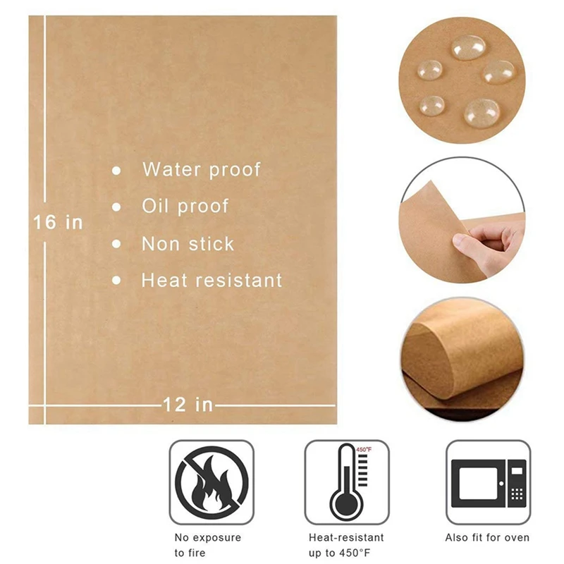 1000Pcs Unbleached Parchment Paper, Precut Baking Liners Sheets Paper, For Baking, Cooking, Air Fryers, Oven, Steam