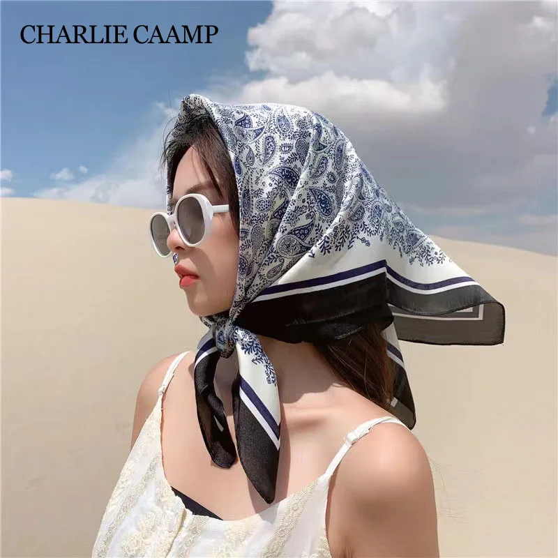 

Celadon Cashew Flower Silk Square Scarf Women 70x70cm Bandana Female Thin Neckerchief New Fashion Lady Hairband Wrap Hijab Shawl