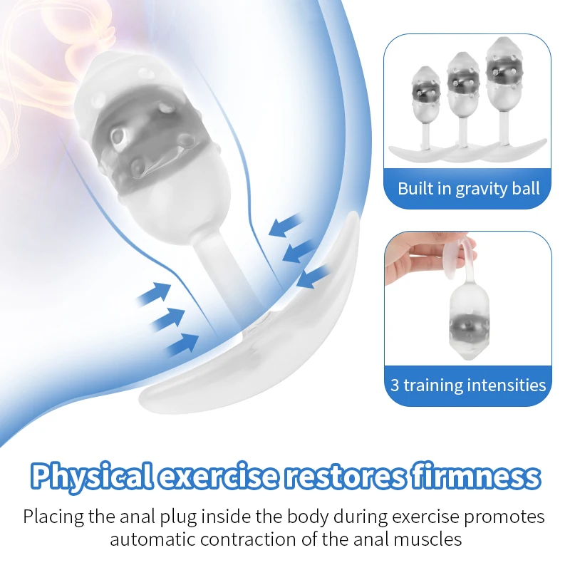 TPE Transparent Anal Plug Built-in Gravity Ball Wearable Butt Plug Prostate Massage Anus Expander Sex Toy for Women Men