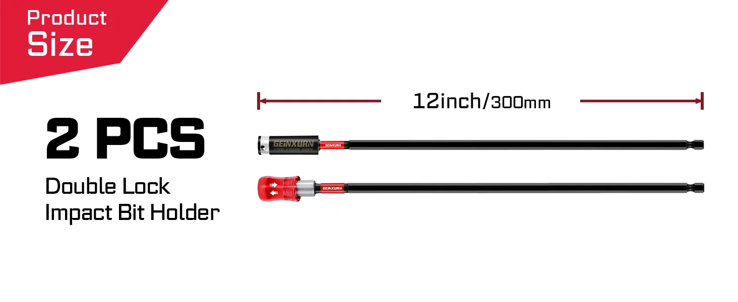 Geinxurn 2-teiliges Schraubendreher-Bit-Set mit 1 Stück 6" Schlag-Schraubendreher-Bit & 1 Stück 6" Schlag-Magnet-Schraubendreher, 1/4 Sechskant-Bit-Set aus S2-Legierungsstahl – Detail 1