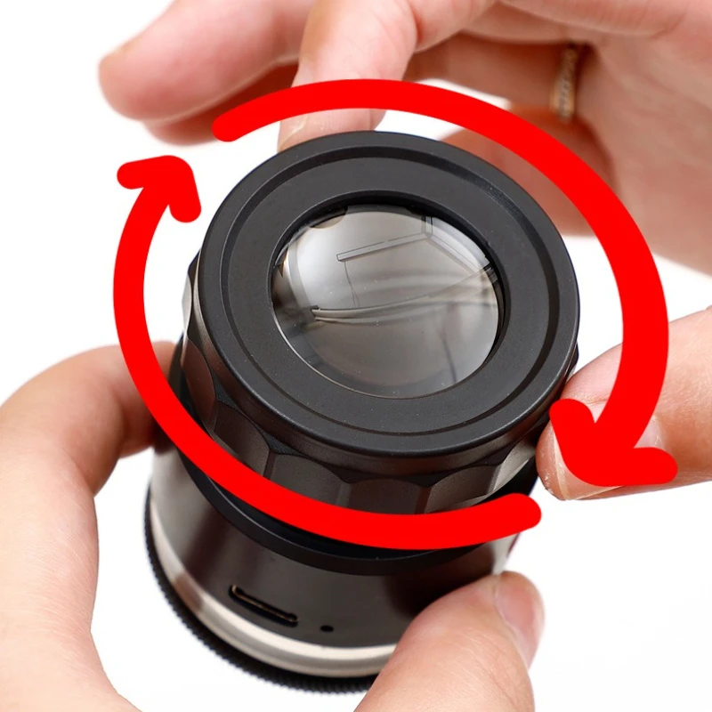 USB Charging Cylindrical Magnifying Glass With Light 10X Optical Lens  Reading Lamp for Jewelry And Jade Identification