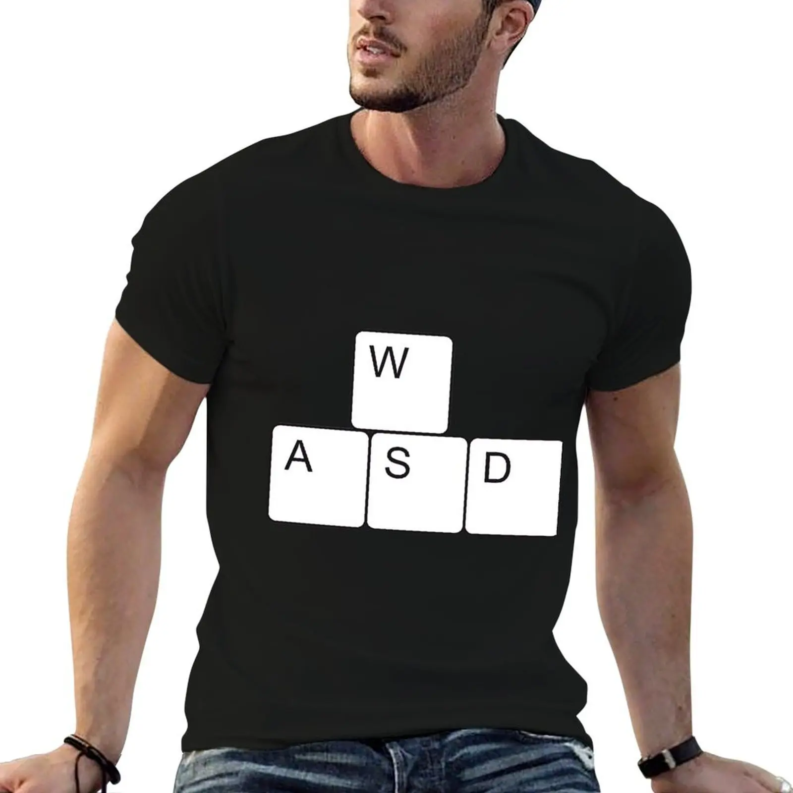 

WASD white T-Shirt t shirts for man pack cotton man t shirt cotton T-Shirt