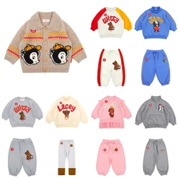 Kinderen Jongens Meisjes Winter Warme Outfits Sets Jongen Pluche Sweatshirts Joggingbroek Koreaanse Kinderkleding Set met boven- en onderkant