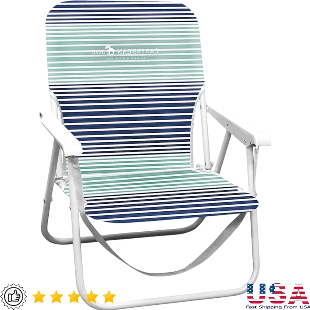 

Lightweight Folding Beach Chair Portable Camp Chair with Carry Strap Outdoor Storage Pouch Durable Low Profile Design
