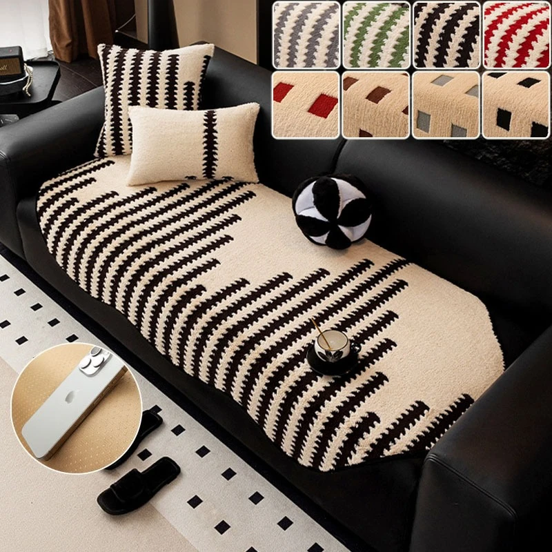 

2025 Light Luxury Red Sofa Pad Winter Shu Velveteen Comfortable Soft Cover Non-Slip Couch Slipcover Protector Fundas Para Sillas