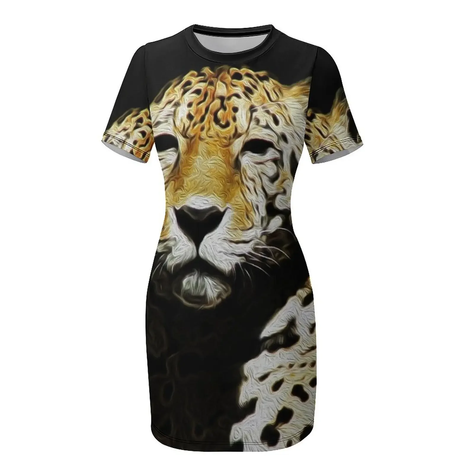 チーターチーター半袖ドレスドレス女性女性服ウエディングドレスドレス