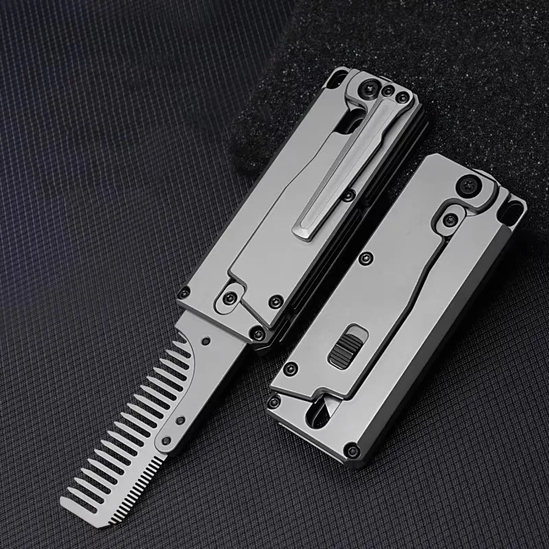 Titanium Alloy Multifuction EDC Comb  Replaceable Comb