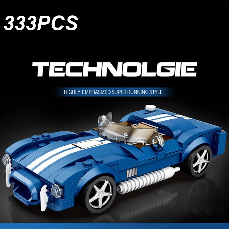 333 Uds AC COBRA conjunto de bloques de construcción de automóviles vehículo urbano creativo Diy bloques de modelismo de coche juguetes de exhibición de escritorio para niños regalos de vacaciones