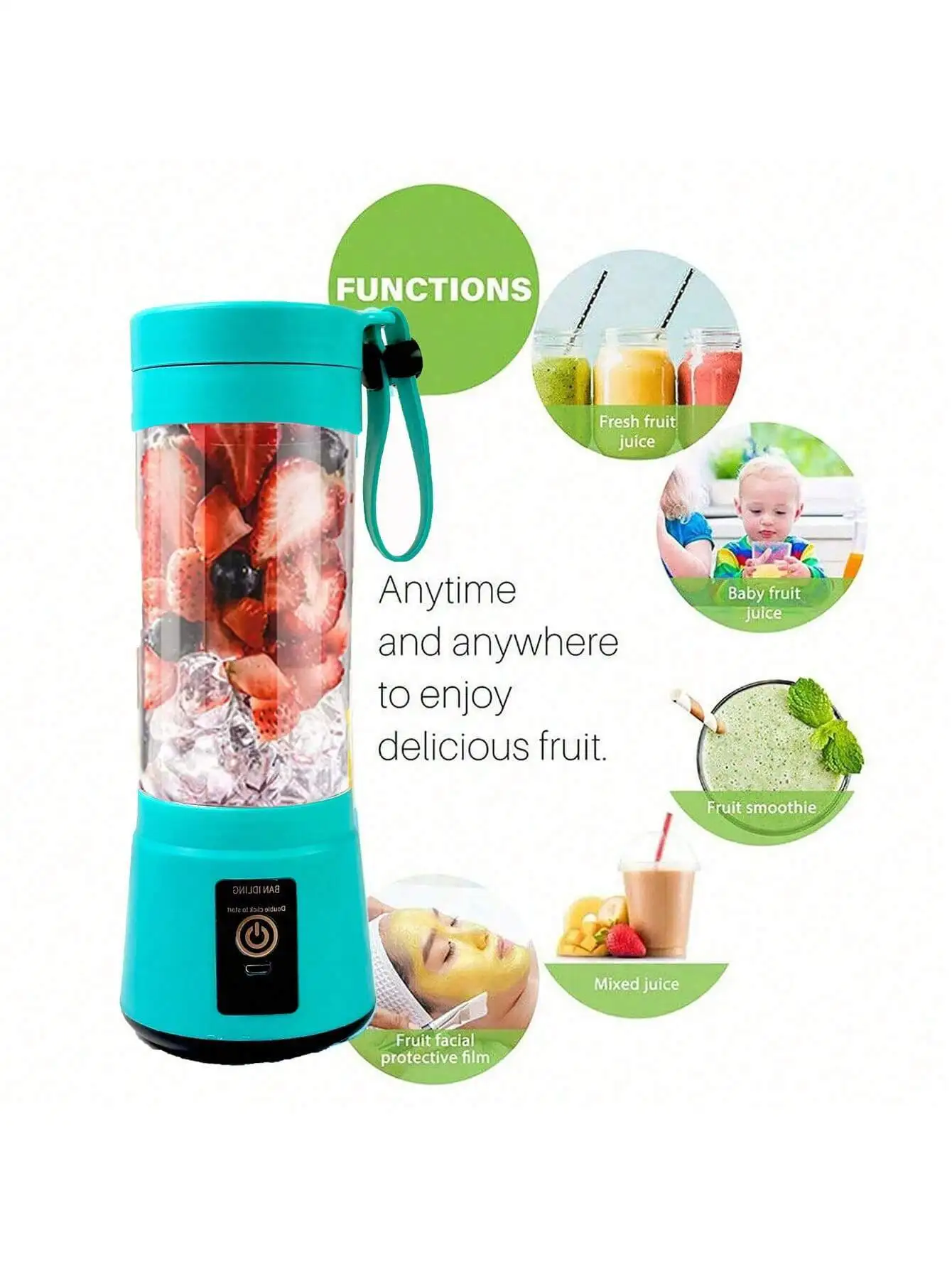 1 шт., 6 лезвий, перезаряжаемая от USB, портативная беспроводная мини-соковыжималка, чашка, соковыжималка, блендер, соковыжималка, молоко, смузи, личный размерBl