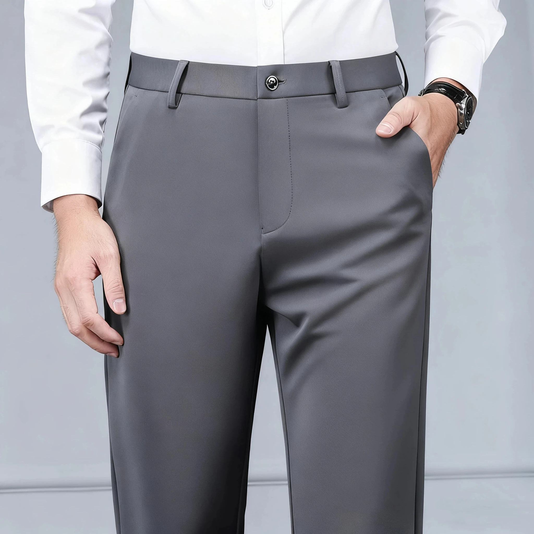 

Мужские свободные брюки больших размеров в деловом стиле без морщин, повседневные длинные брюки для офисной носки и повседневного использования, мужские брюки