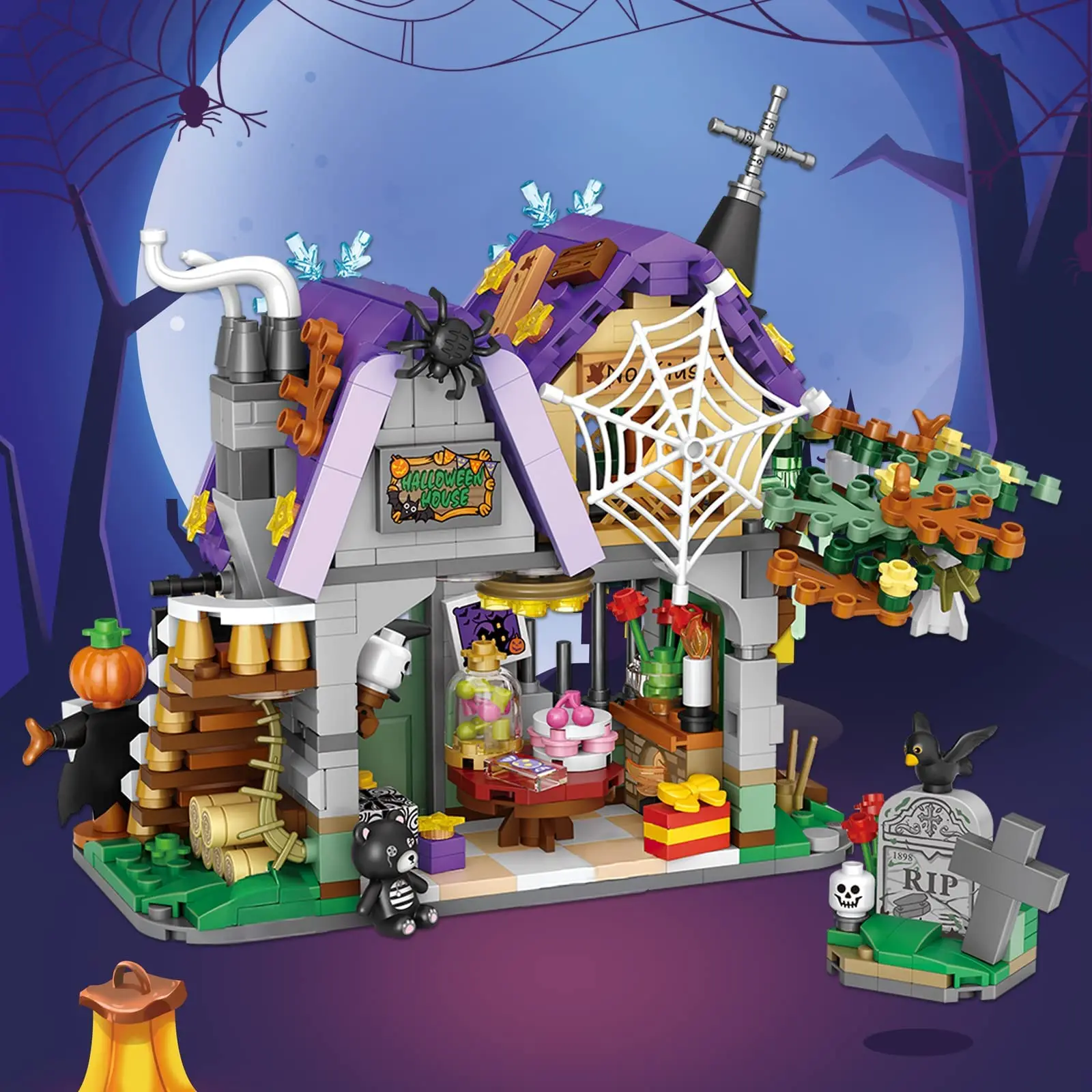 Mini blocos de construção TOYLINX – Conjunto de quebra-cabeças com tema de Halloween para adolescentes, brinquedos de construção festivos e presentes de decoração de casa