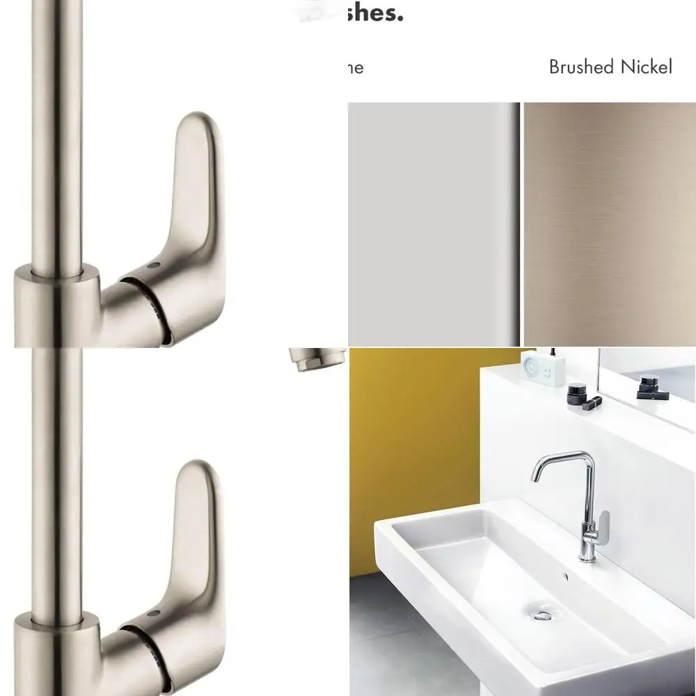 

Modern 1-Handle 12 High Bathroom Sink Faucet, Brushed Nickel Finish