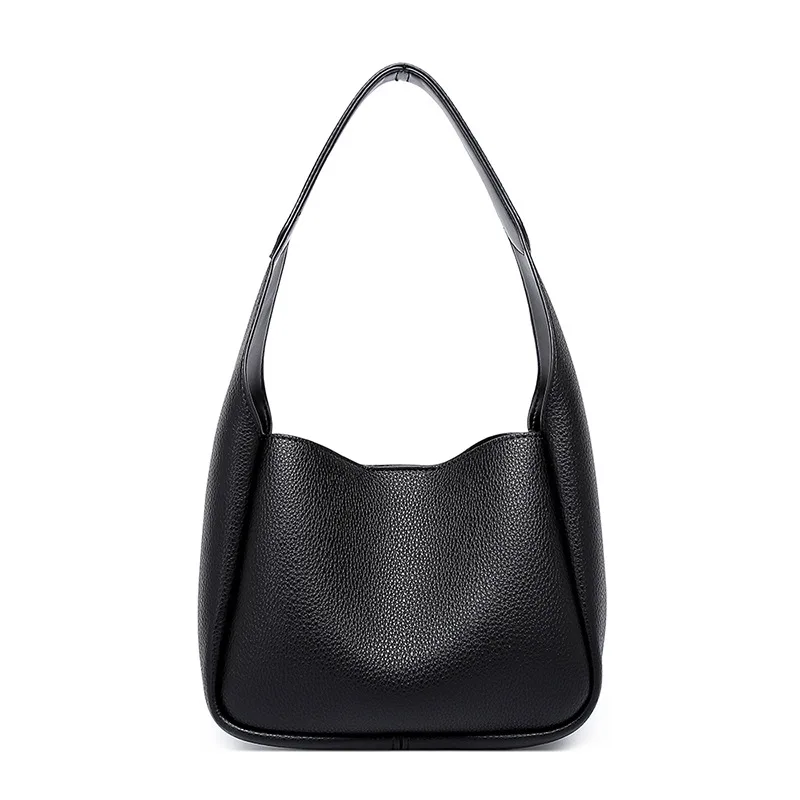 Excelente bolso de mano clásico para mujer, bolsa de cuero suave que combina con todo, Color caramelo, Color negro, 2024