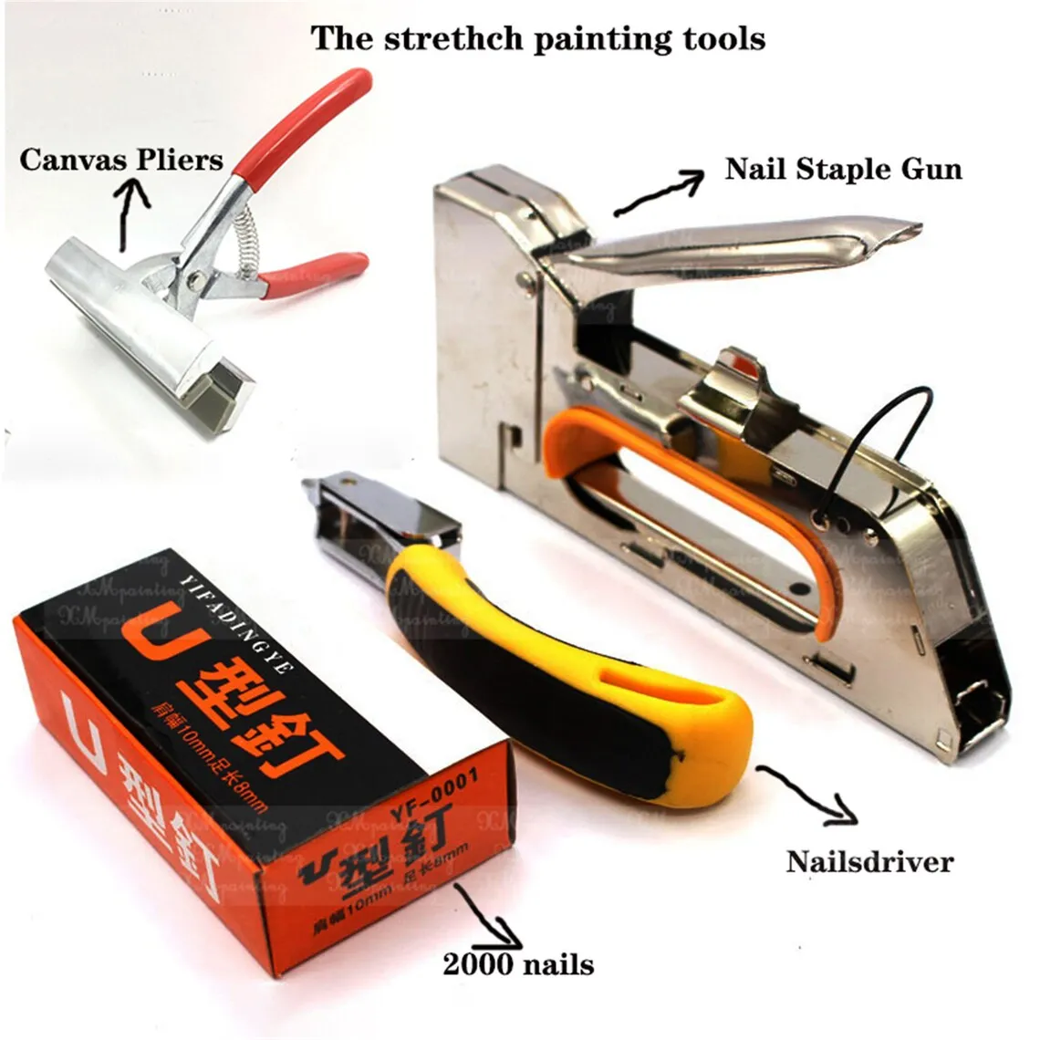 

Картина маслом на холсте, строительный степлер для растягивающих стержней, инструмент для художника, инструмент для обрамления ногтей, плоскогубцы для драйверов и холста