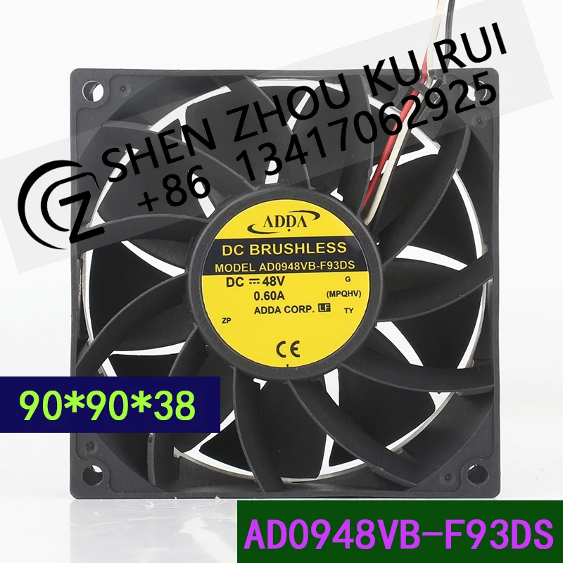 New original Taiwan ADDA 48V 0.60A 9038 9CM Inverter three-wire silent AD0948VB-F93DS cooling fan