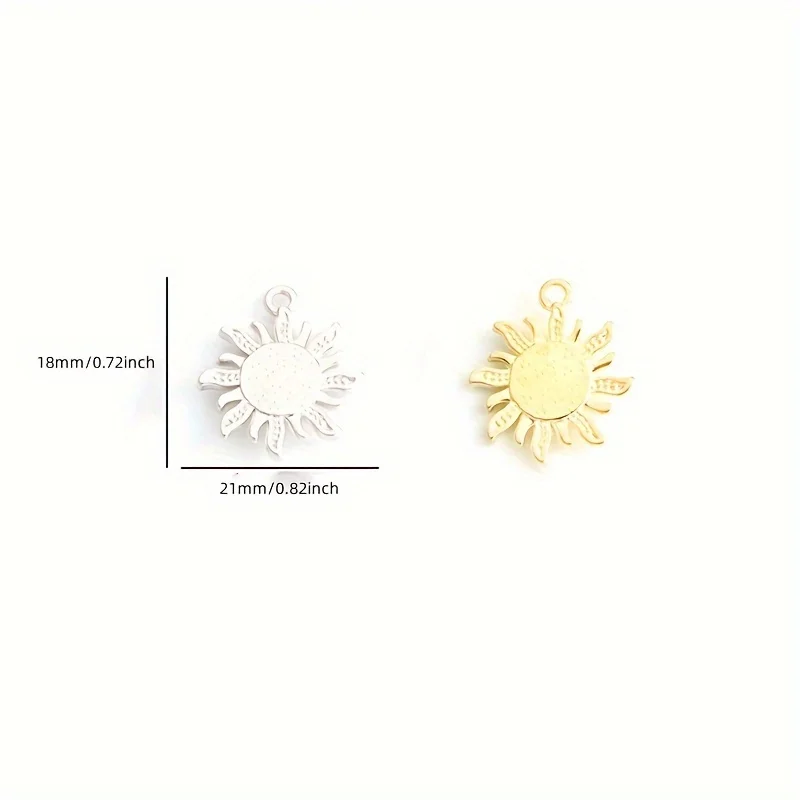 12pcs alloy jewelry accessories multi-color cat eye stone sunflower pendant earrings necklace pendant DIY handmade material view 3