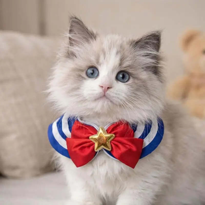 Ropa Kawaii para Mascotas, Babero con Diseño de Sailor Moon, Estilo Universitario, para Perros y Gatos de Menos de 25 kg, Unisex