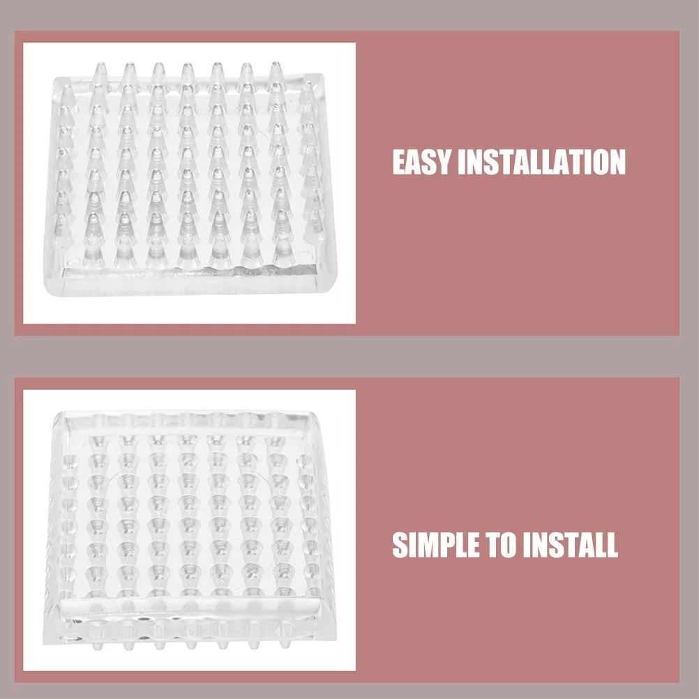 

6Pcs Clear Square Furniture Pads Anti-Slide Carpet Protectors Spiked Design Furniture Leg Floor Protectors Chair Sofa