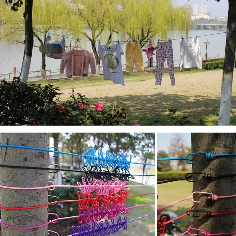 Portable Clothing Clothesline With 12 Clips Retractable Laundry Dryer Clothes Rope Drying Rack Cloth Hanging Line For Outdoor image 4
