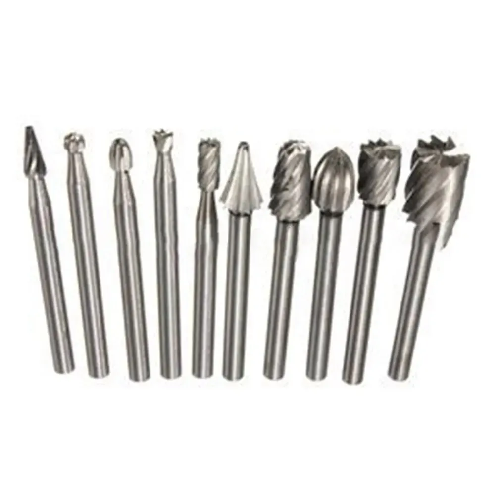 10 Piece Set Of High Speed Steel Electric Grinder Grinding Head Woodworking Rotary File Milling Cutter Carving Knife