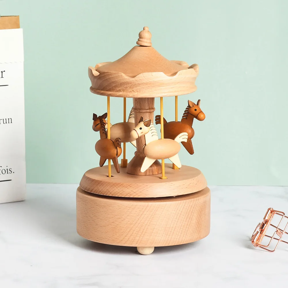 

Handmade Wooden Carousel Music Box Sky City Music Gift Ornaments Home Decoration Crafts Holiday Birthday Gift