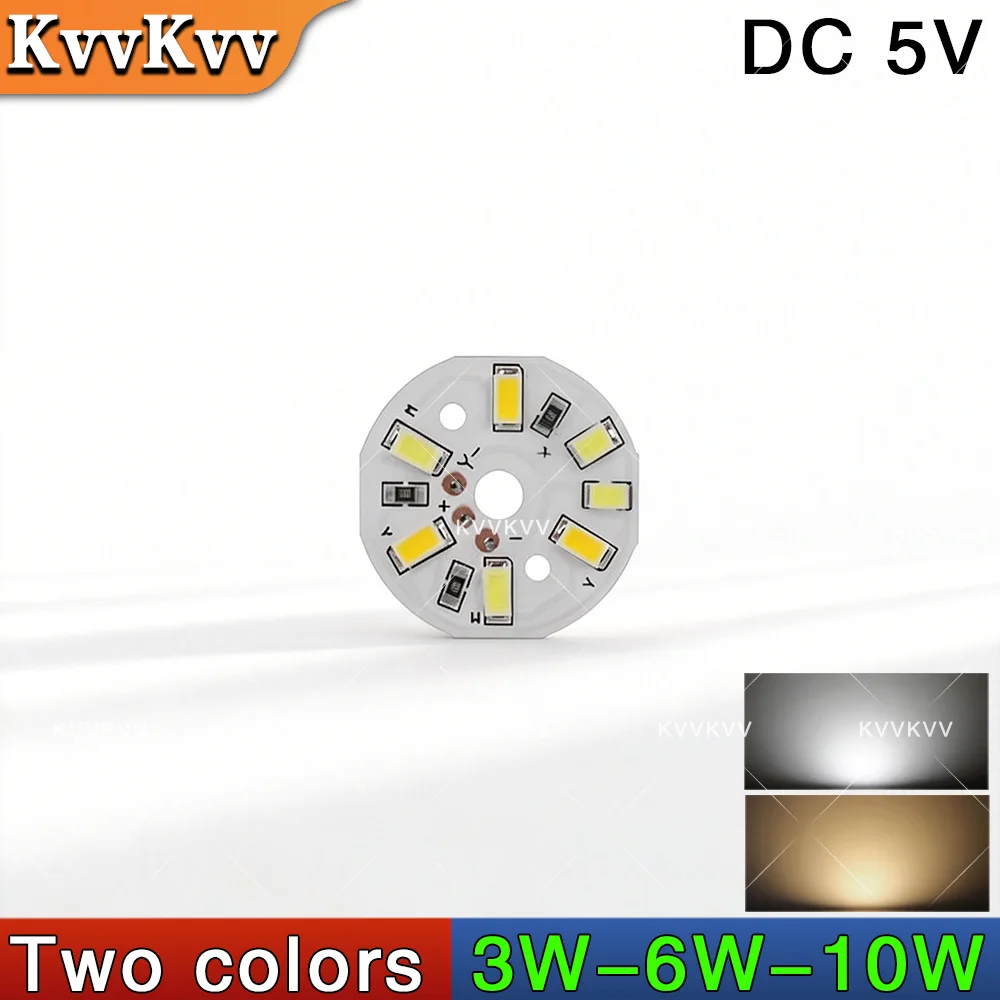 

10Pcs DC5V Dimmable LED Light Board 3W 6W 10W SMD5730 2835 Dual Color Round Panel USB DIY Lamp Beads for Lighting Strip