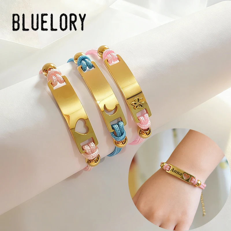 

Personalized Name Bracelet For Girl Boy Child Adjustable Braided Rope Custom ID Text Bracelet Customized Birthday Holiday Gift