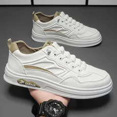 

Всесезонные кожаные белые повседневные кроссовки — универсальная модная обувь для мужчин и студентов