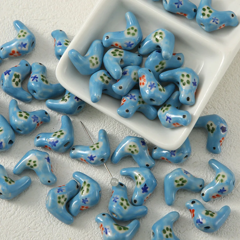 5pcs 13x18mm  Hand Painted Little Bird Ceramic Beads DIY Loose Spacer Porcelain Bead For Jewelry Making Bracelet Earring