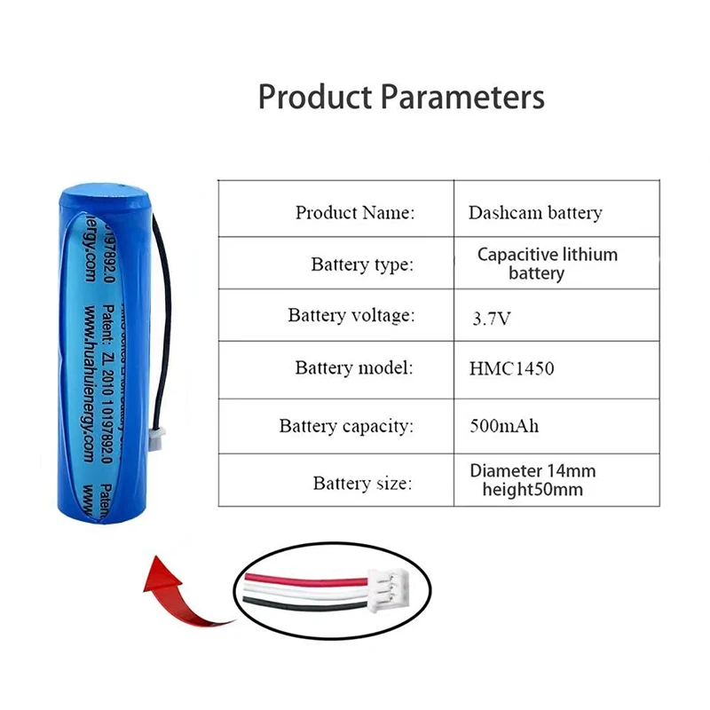 14500 Dashcam Battery 3.7V 500mAh Tire Pressure Detector Battery....