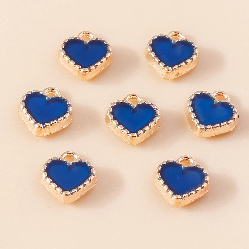 30 Stück 7 x 8 mm niedliche Mini-Emaille-Liebes-Herz-Charms-Anhänger für Schmuckherstellung, Tropfen-Ohrringe, Halsketten, Armbänder, DIY-Bastelbedarf – Detail 8