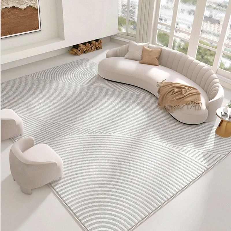 Modern Simple Striped Large Area Living Room Carpet Light Luxury Thickened Soft Bedroom Carpets Washable Easy Care Non Slip Rug