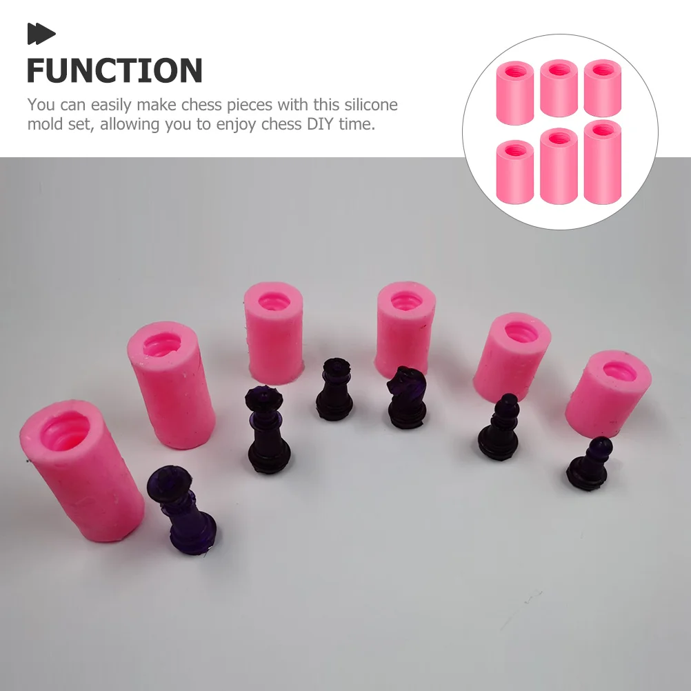 

6pcs 3D Chess Mold Silicone Resin Epoxy Casting Molds For Diy Chess Pieces Craft Making Flexible Reusable Smooth Easy Release