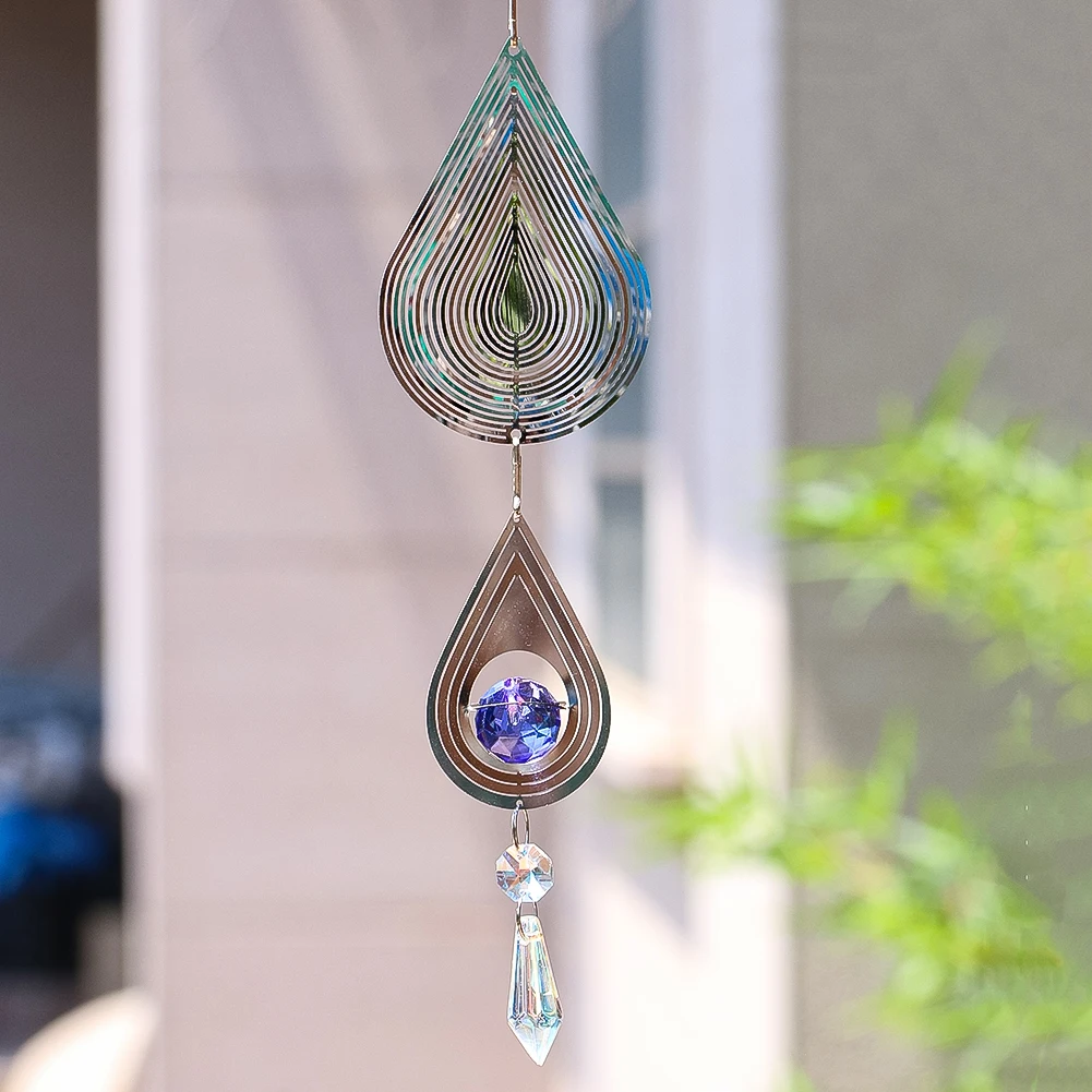 Illusion Wind Spinner Gazing Ball Tail Stabilizer Garden Window Hanging Decor Icicle Crystal Suncatcher Yoga Meditation Pendant